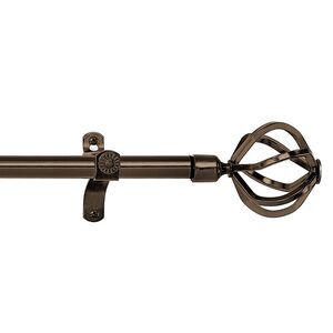 Black Nickel Adjustable Decorative Curtain Rods Metal Birdcage Finial 66"-120"